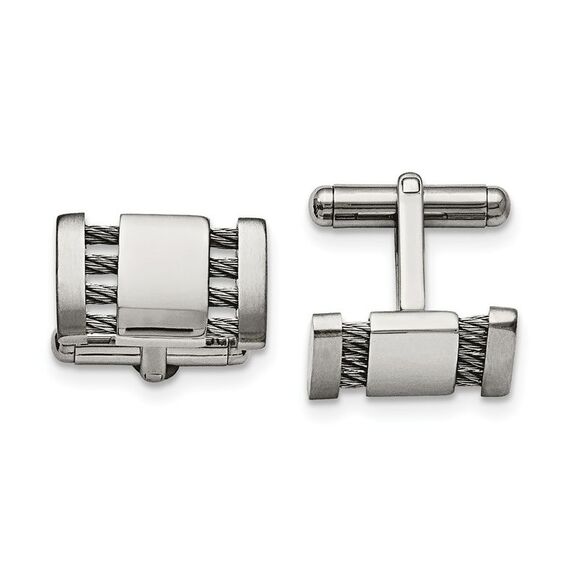 Men's Stainless Steel Brushed & Polished Cuff Links 10 x 18mm